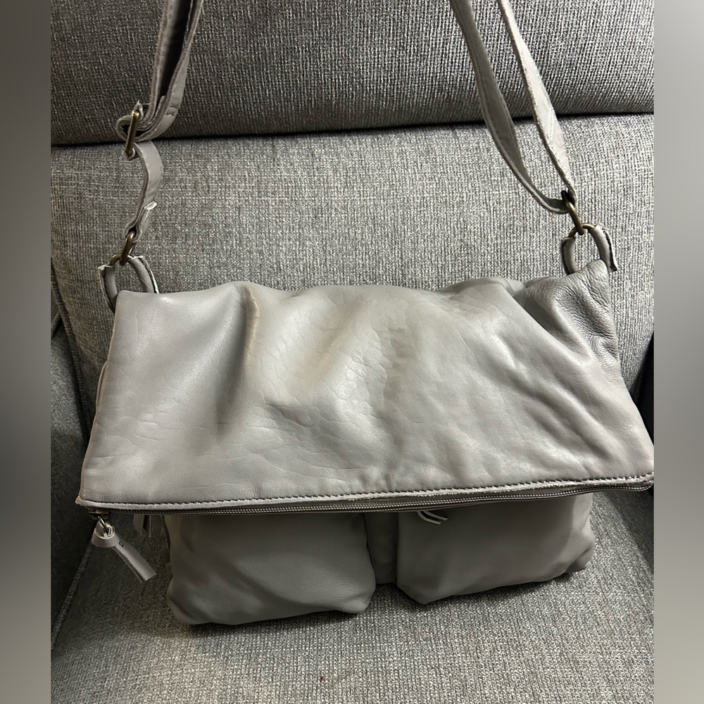 NWOT J.Jill grey lamb leather crossbody bag